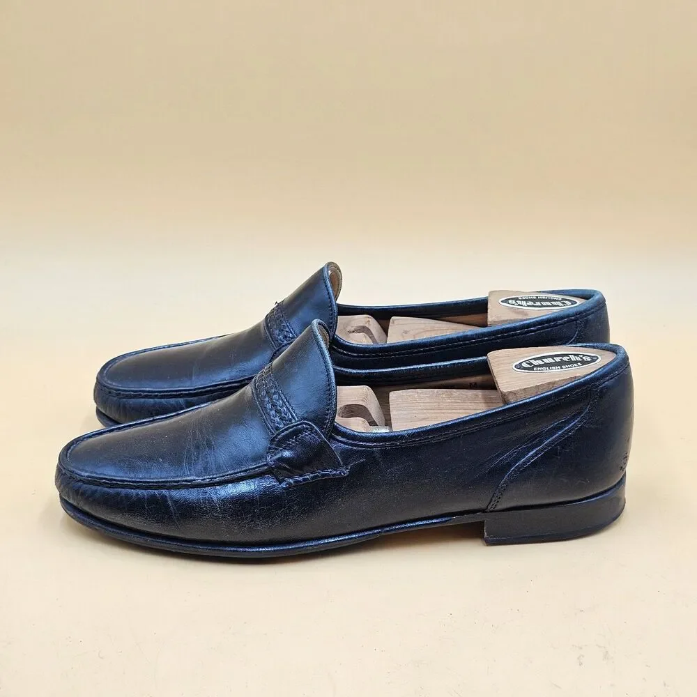 Church's Black Leather Braided Loafers Men's 9.5 M With Original Wood Shoe Trees